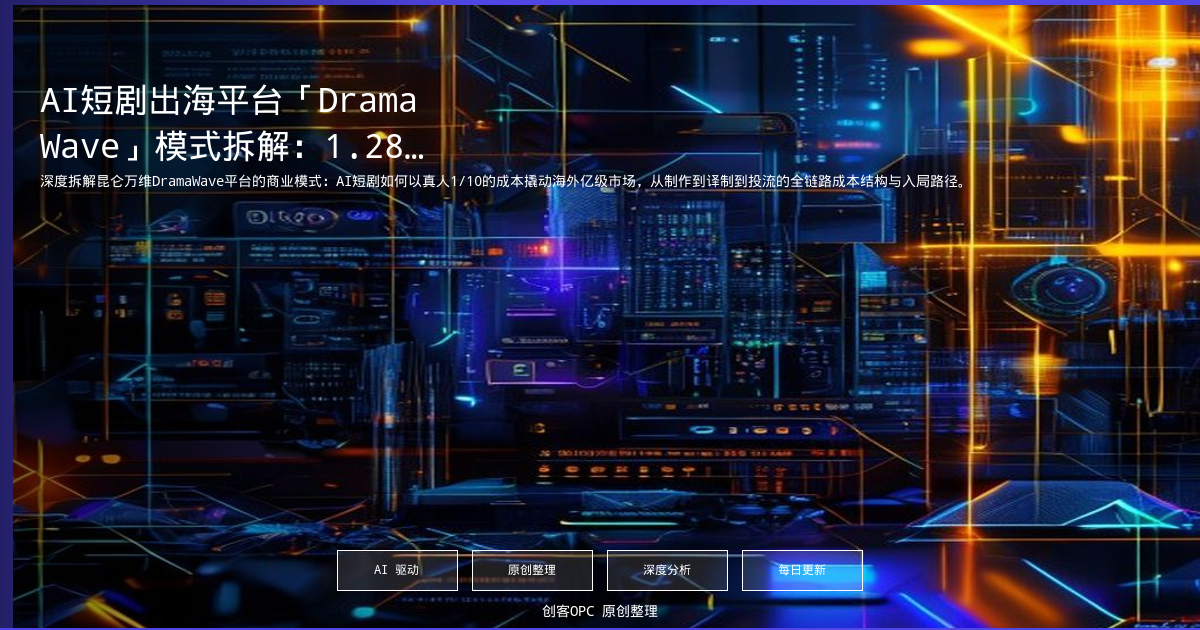 AI短剧出海平台「DramaWave」模式拆解：1.28亿美元月流水的底层逻辑