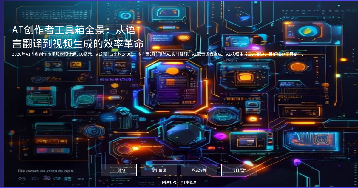 AI创作者工具箱全景：从语言翻译到视频生成的效率革命