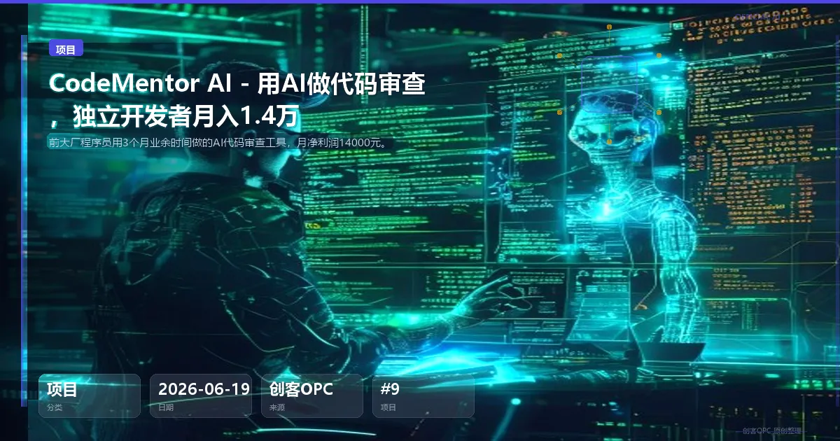 CodeMentor AI - 用AI做代码审查，独立开发者月入1.4万