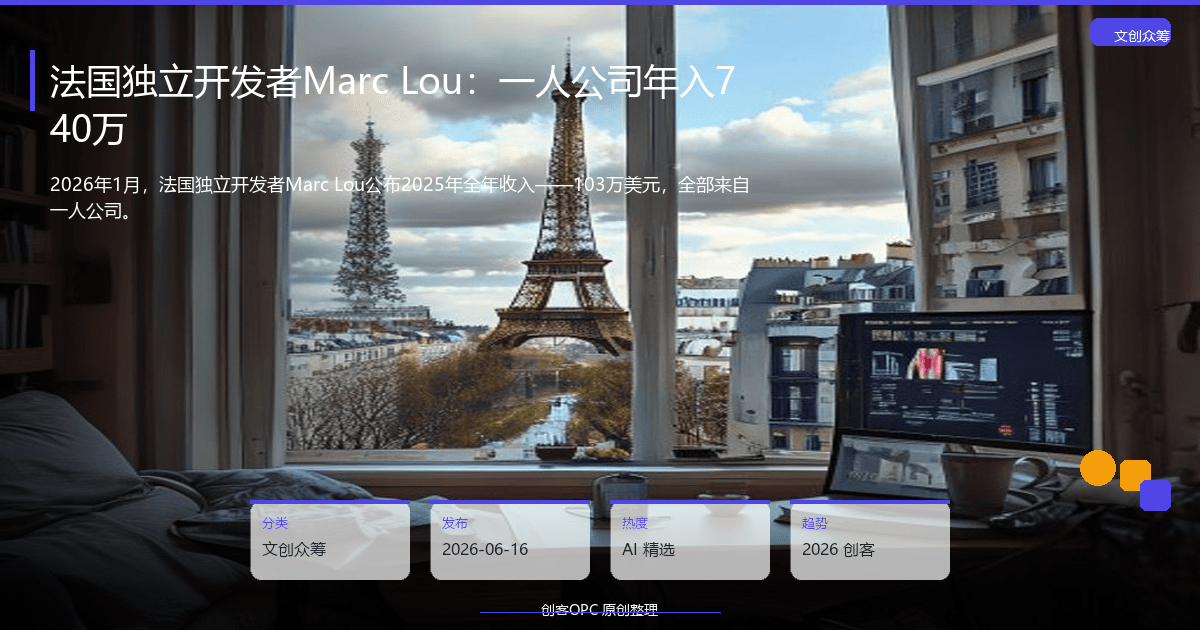 法国独立开发者Marc Lou：一人公司年入740万，AI创业新范式