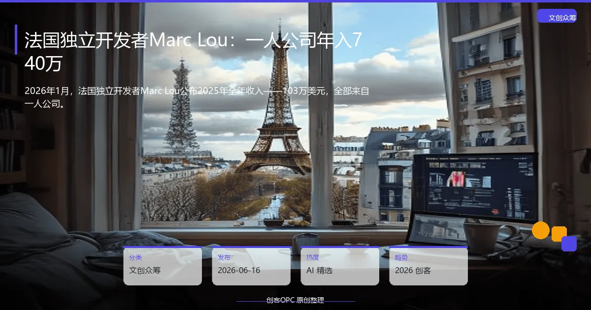 法国独立开发者Marc Lou：一人公司年入740万，AI创业新范式