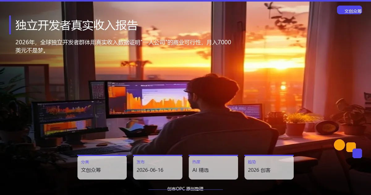 独立开发者真实收入报告：月入7000美元不是梦，AI工具如何重塑个人创业
