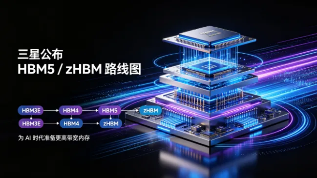 三星公布 HBM5 / zHBM 路线图：存储直接堆上处理器，目标性能 8 倍提升