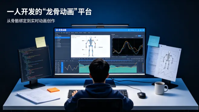 一人开发“龙骨动画”平台获OPC特色赛一等奖：哪吒互娱苏魁的“一句话生成2D骨骼动画”样本