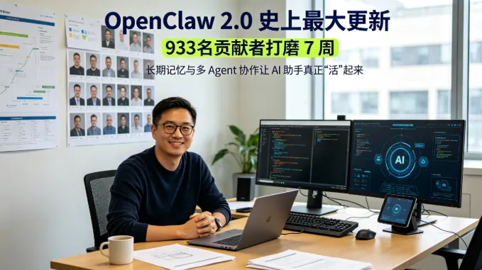 OpenClaw 2.0 史上最大更新：933 名贡献者打磨 7 周，长期记忆与多 Agent 协作让 AI 助手真正'活'起来