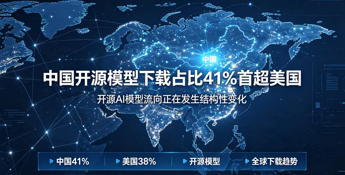 中国开源模型下载占比41%首超美国，白宫同步将AI框架扩展至开源模型