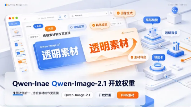 Qwen-Image-2.1 开放权重：生图改图合一支持透明素材
