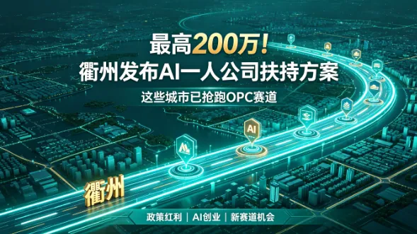 最高200万！衢州发布AI一人公司扶持方案，这些城市已抢跑OPC赛道